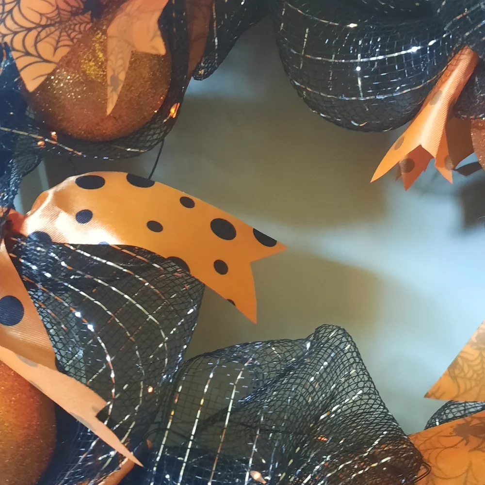 Halloween Orange and Black Wreath
